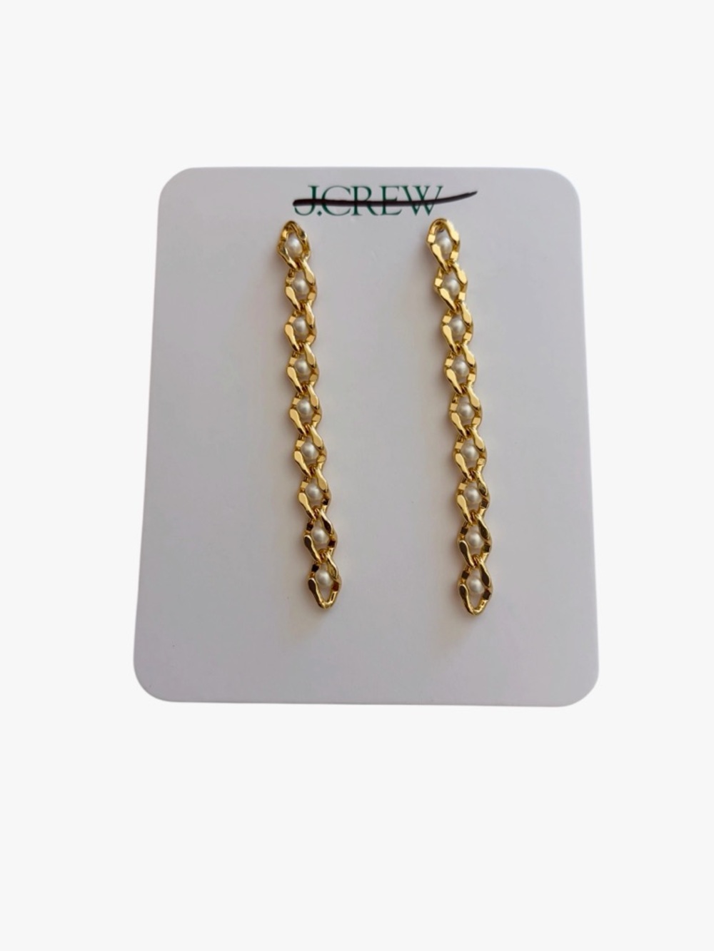J.‎ Crew Gold Chain-Link Pearl Drop Linear Earrings  NEW